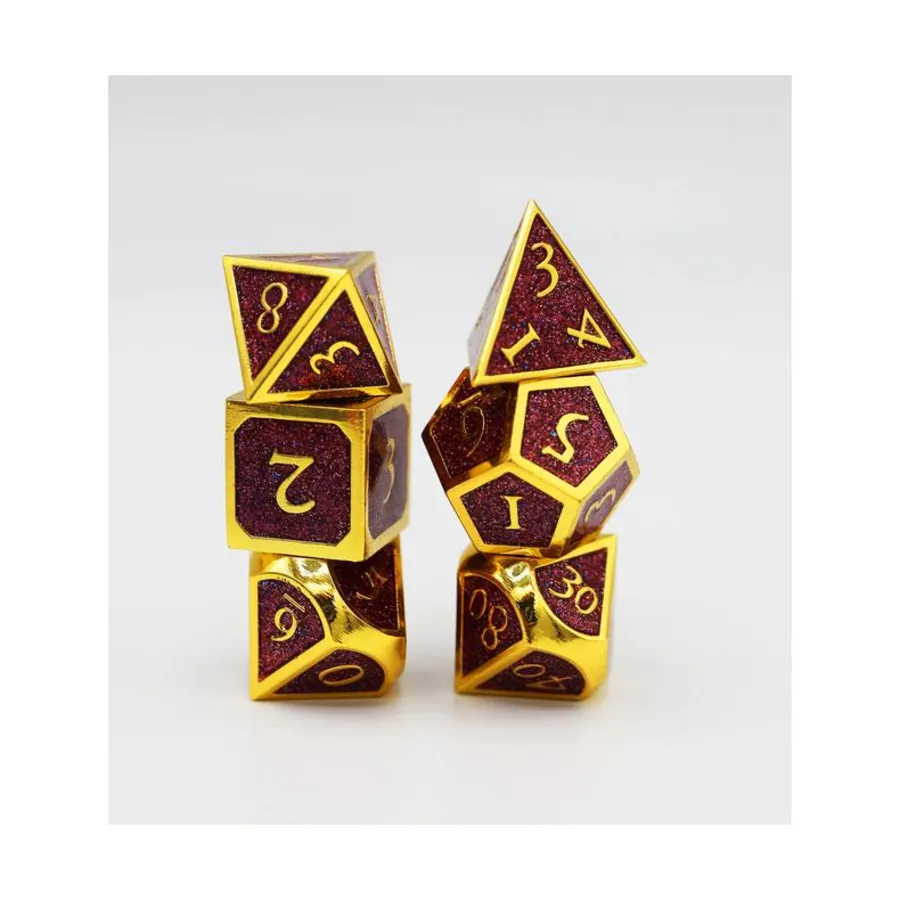 

Набор Poly — фиолетовый блеск с золотом (7), Dice Sets - Metal (Foam Brain Games)