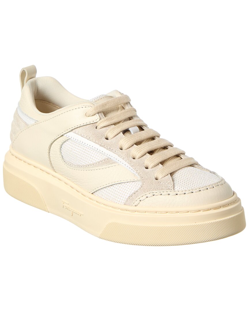 Кроссовки Ferragamo Cassina из кожи и сетки Salvatore Ferragamo, белый