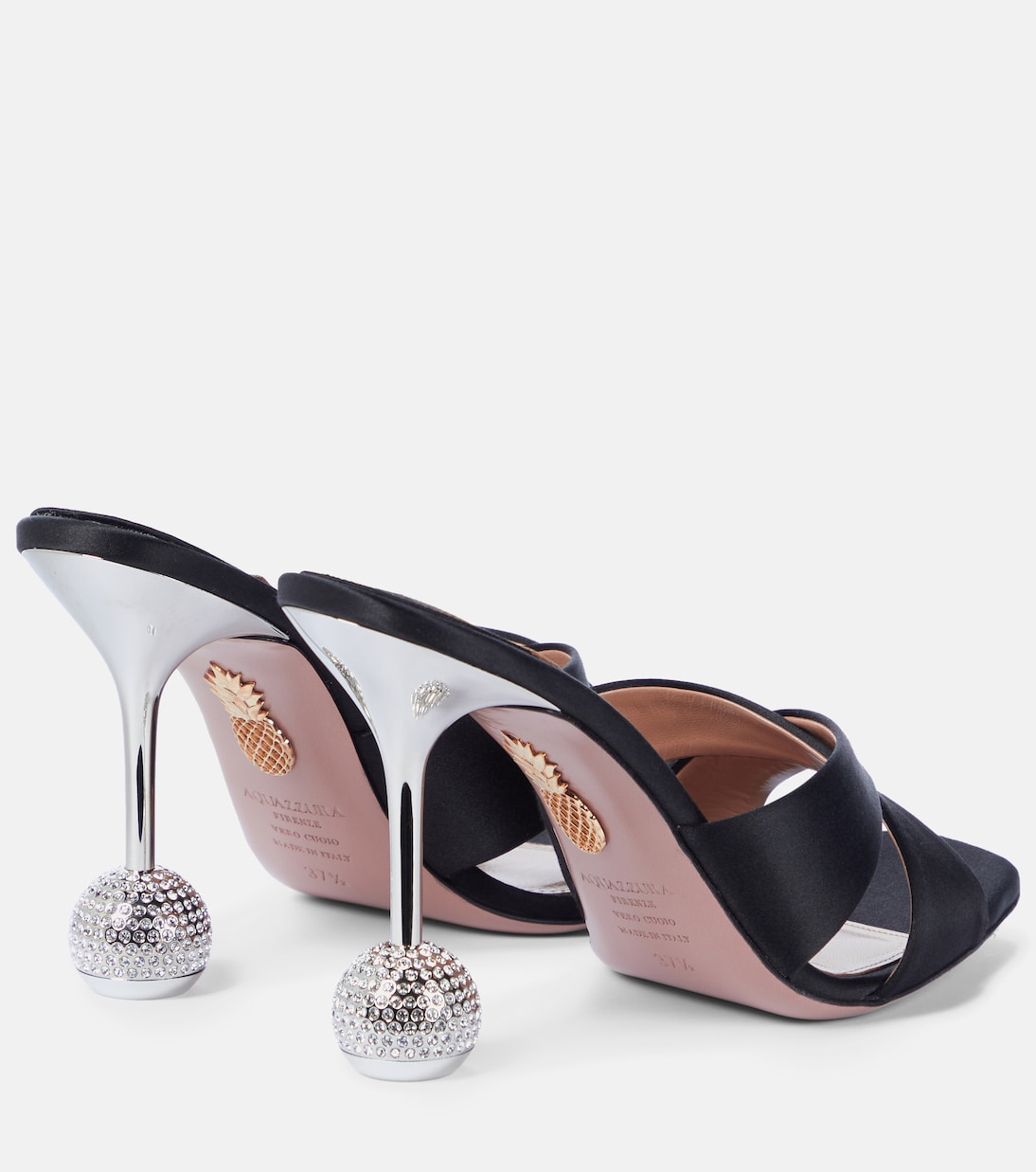 Атласные босоножки Yes Darling 95 Aquazzura, черный — фото 3
