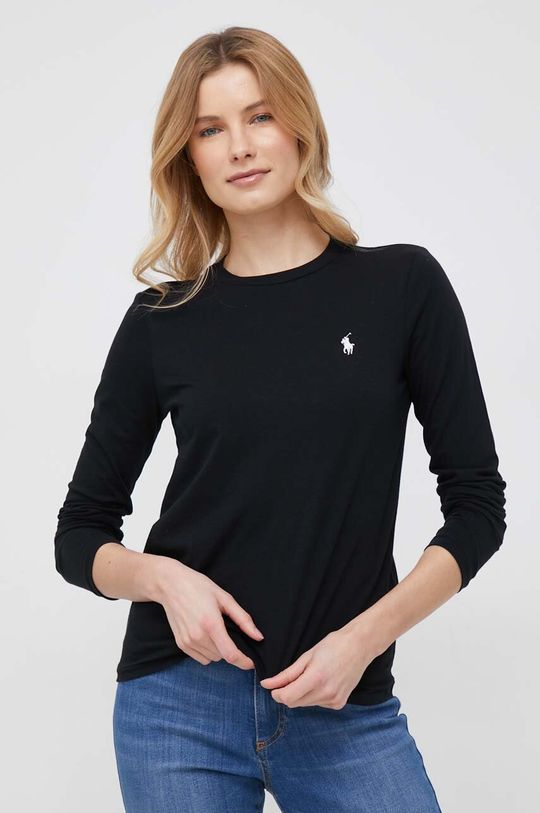 

Хлопковый топ с длинными рукавами Polo Ralph Lauren, черный