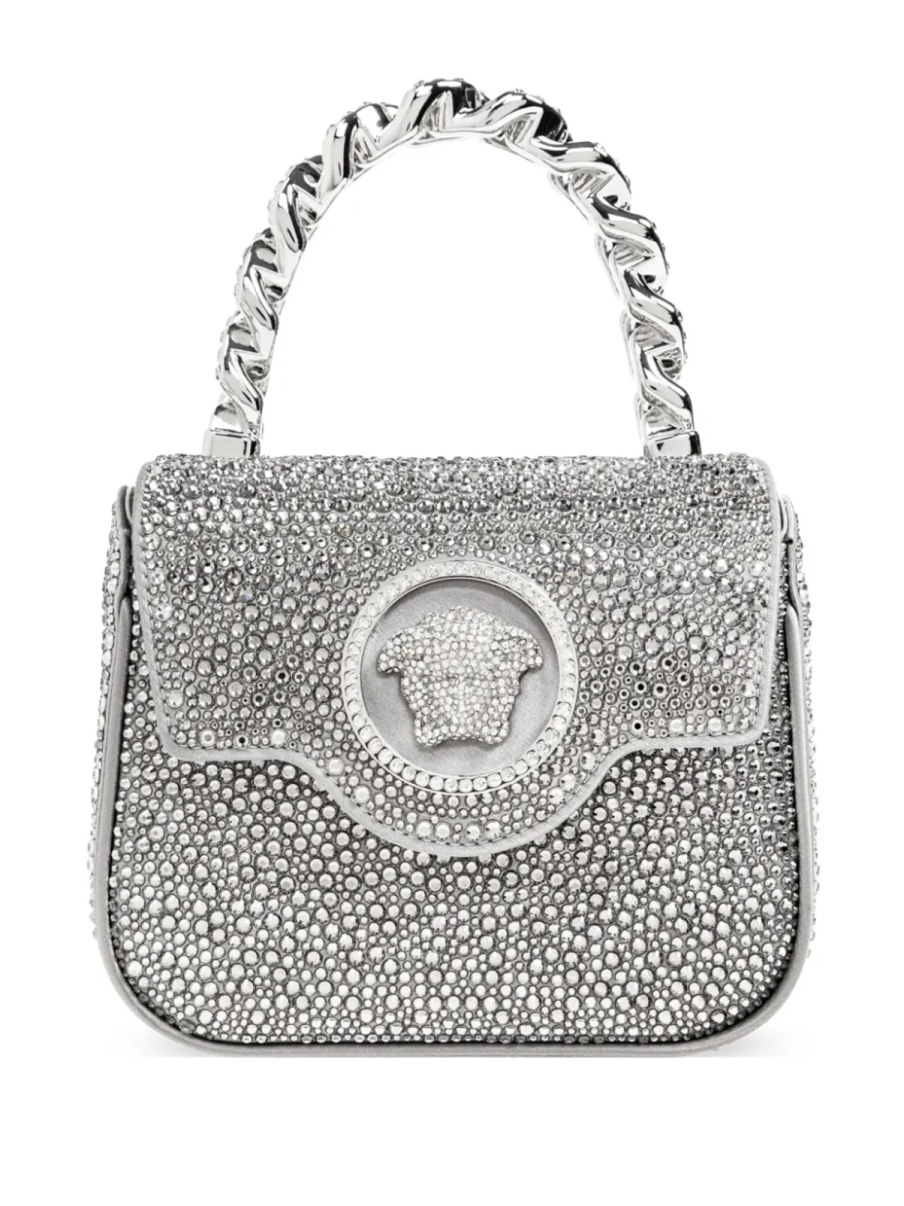 

Мини-сумка Versace La Medusa, украшенная кристаллами, серебристый