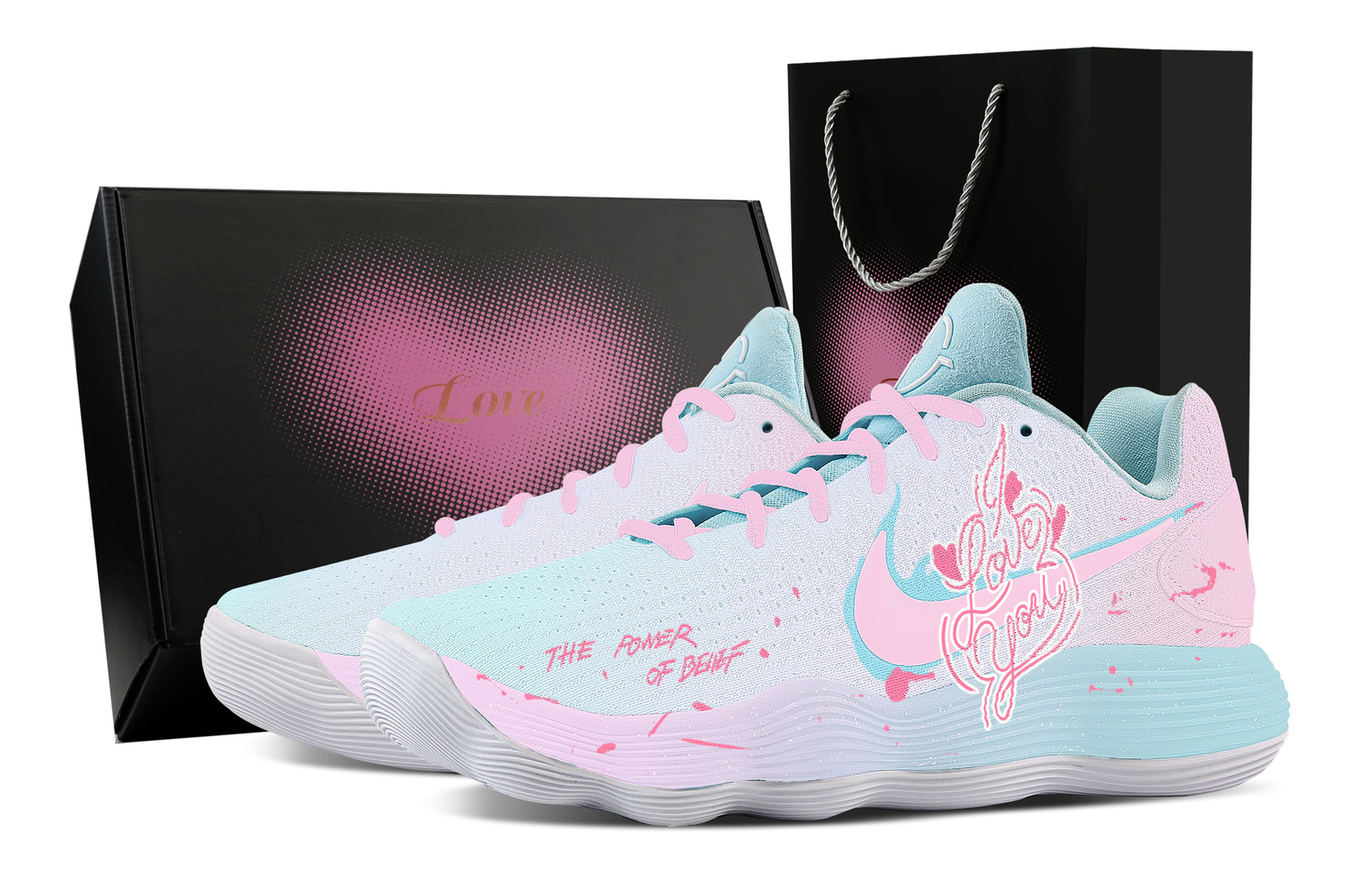 

Кроссовки баскетбольные мужские Hyperdunk 2017 Song Of Love, Heart Box Cushioning Coverage Support Low top Nike, розовый