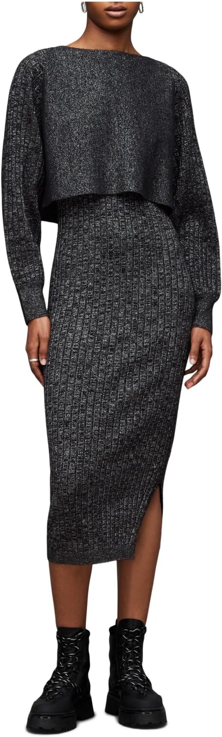 

Платье AllSaints Margot Sparkle Dress, цвет Black/Silver