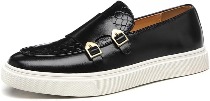 

Мужские кожаные лоферы с монковым ремешком и пенни-лосины, повседневная обувь на выход, мокасины на шнуровке, модные нескользящие легкие удобные прогулочные туфли Boxpopla, черный