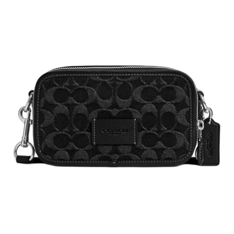 

COACH Кожаный наплечный кроссбод сумка малого размера мужская черная