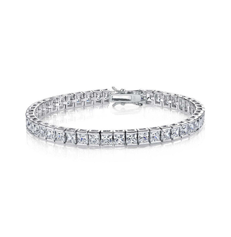 

Теннисный браслет с покрытием из белого золота и прозрачными кубическими цирконами Rachel Glauber, белый