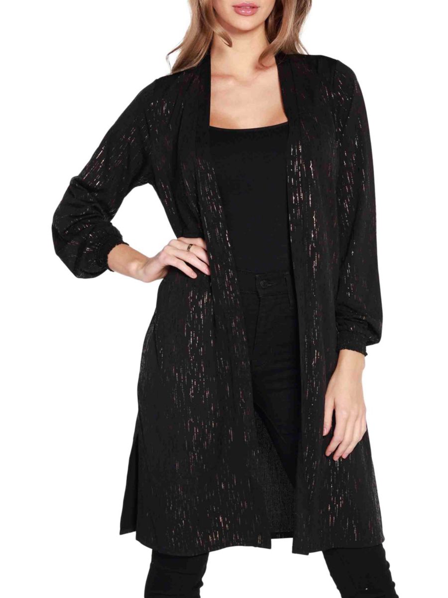 

Длинный кардиган с открытым передом и фольгированным принтом belldini, черный