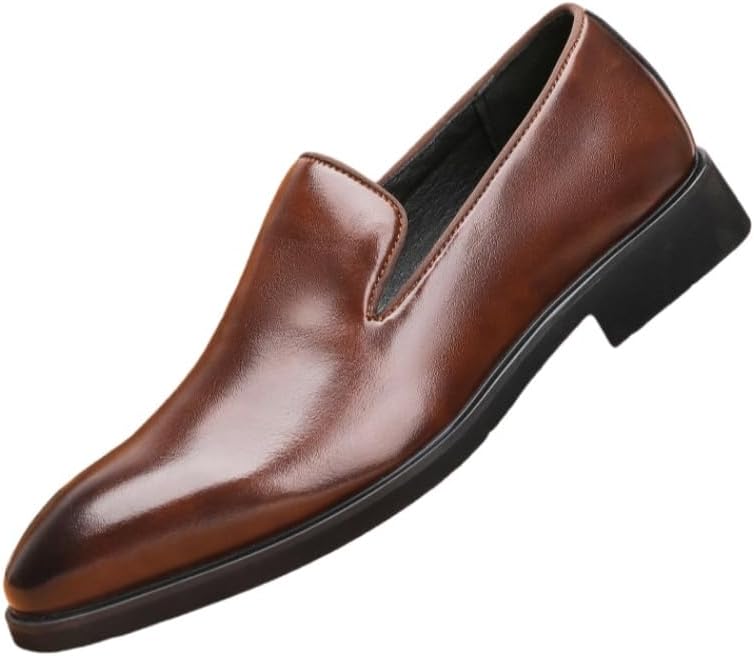 

Стильные повседневные кожаные мужские туфли однотонного цвета- для ежедневного ношения на улице, поездок на работу, больших размеров Fusecottc, темно-коричневый