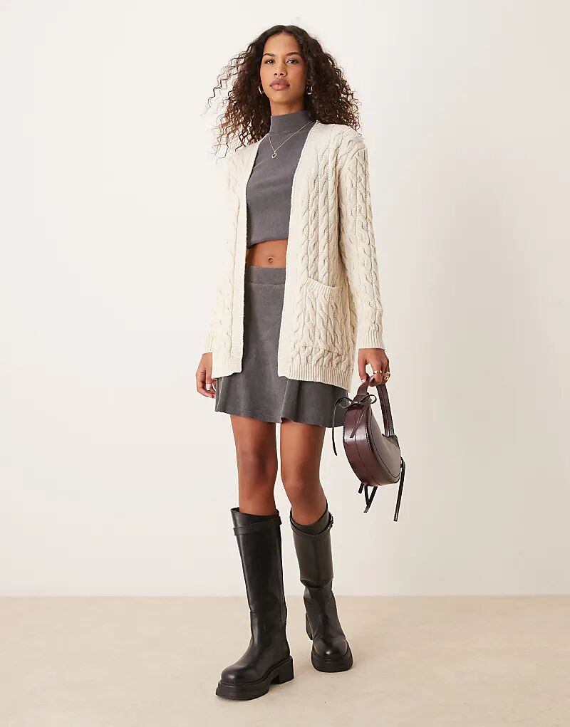 

Свободный кардиган с косами ASOS DESIGN цвета слоновой кости