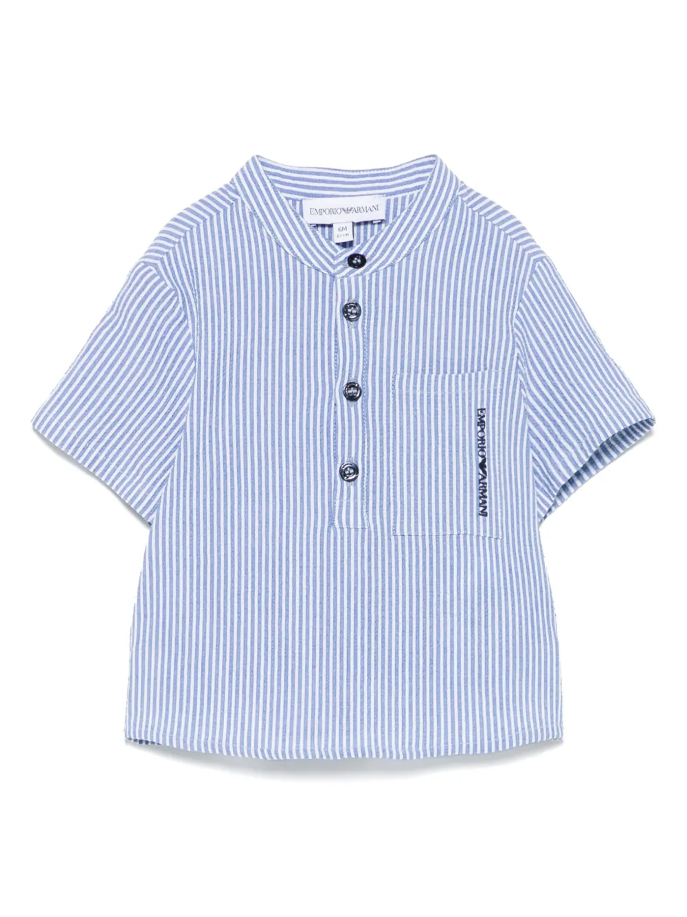 

Рубашка с вышитым логотипом Emporio Armani Kids, синий