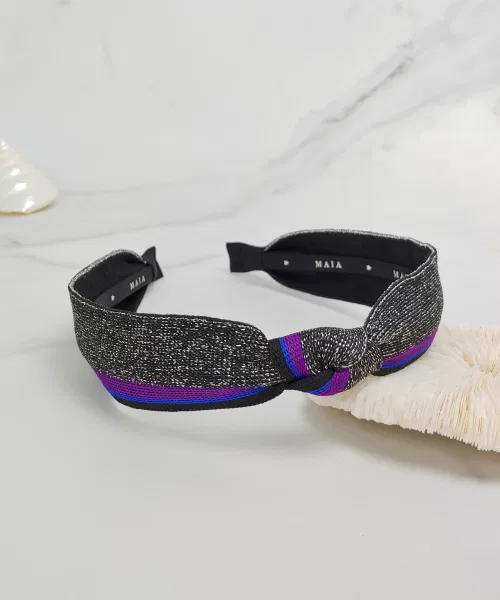 Повязка на голову Shining Striping Headband - темно-синяя — фото 3
