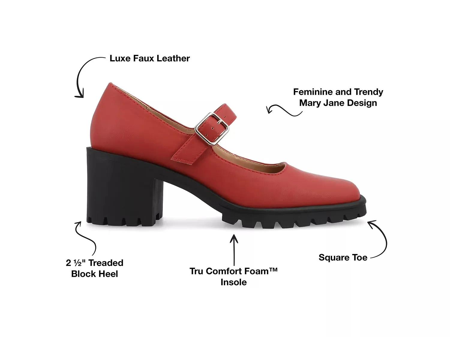 Journee Collection Туфли-лодочки Gladys Pump, красные, коллекция Journee — фото 3