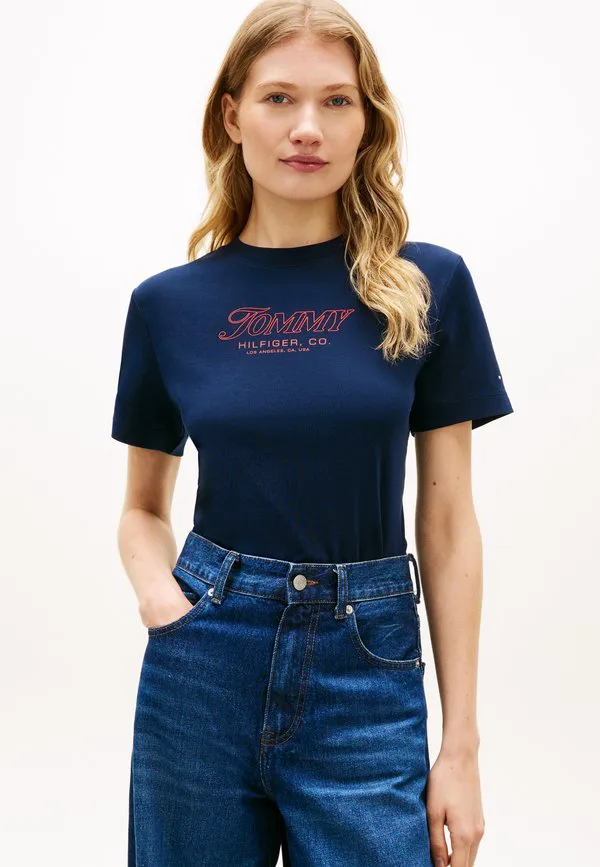 

Футболка с логотипом, трикотажное полотно с принтом. Tommy Hilfiger, Dark Night Navy, Синий, Футболка с логотипом, трикотажное полотно с принтом. Tommy Hilfiger, Dark Night Navy