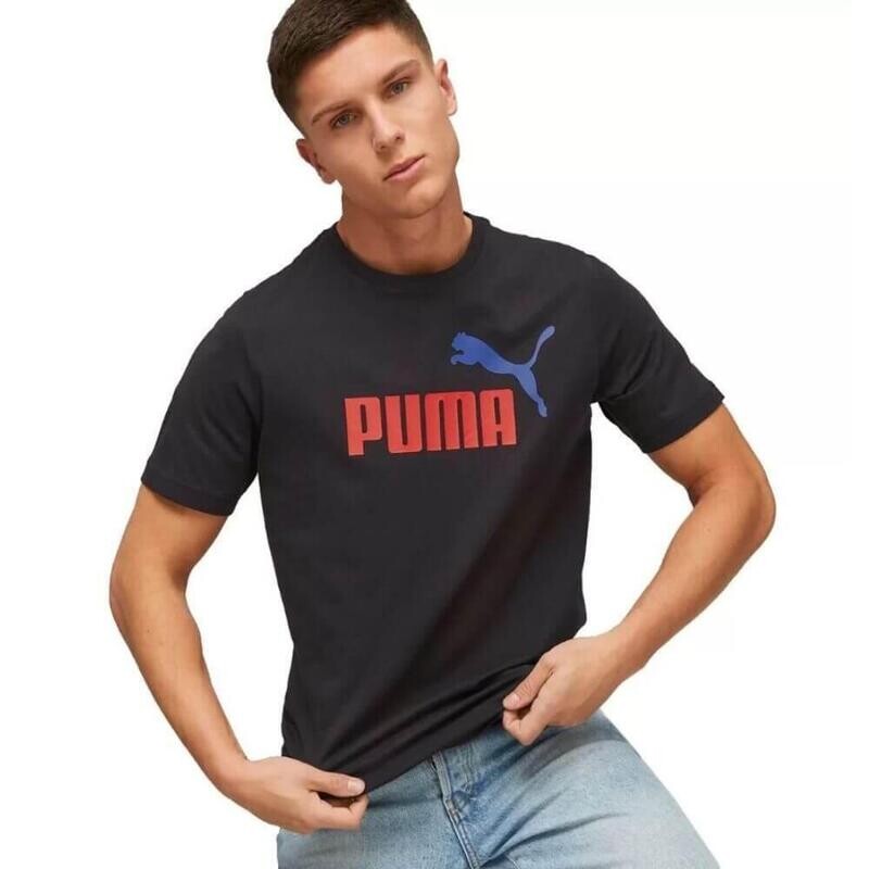 

Хлопковая мужская футболка для фитнеса с логотипом PUMA ESS+ 2 Col. Черный.