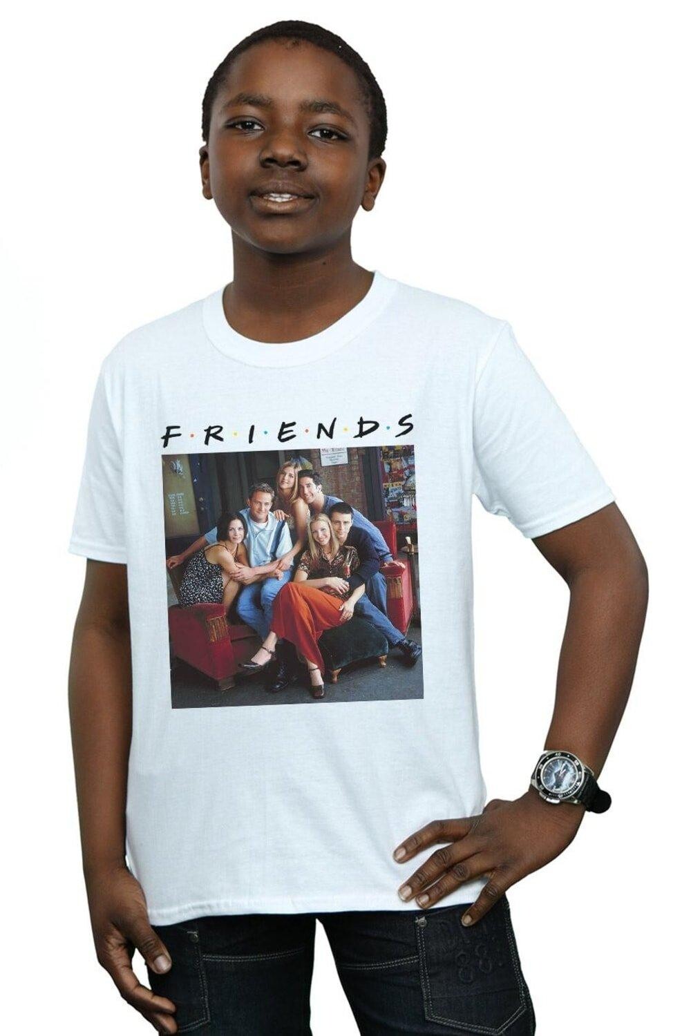 

Футболка с диваном для группового фото Friends, белый
