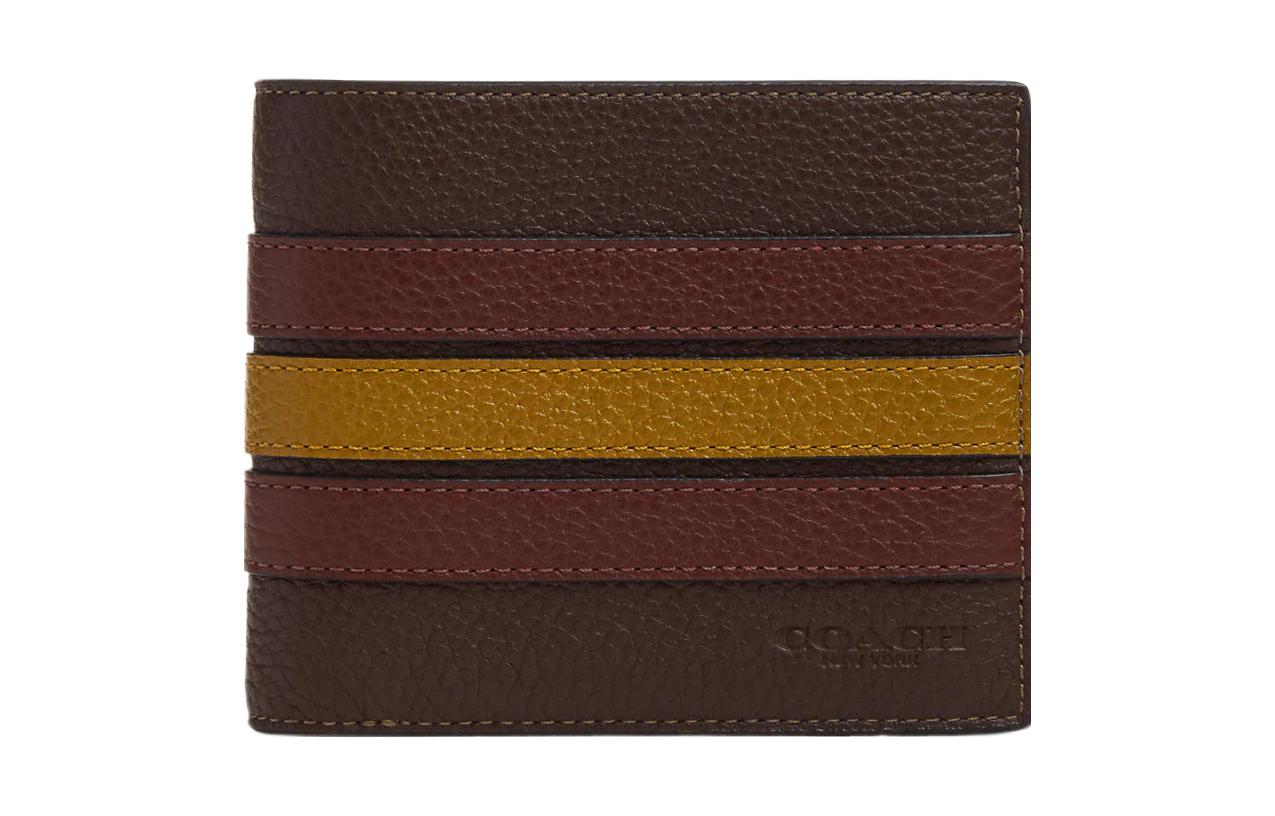 

Кошелек 3 в 1 из галечной кожи мини женский махагон COACH