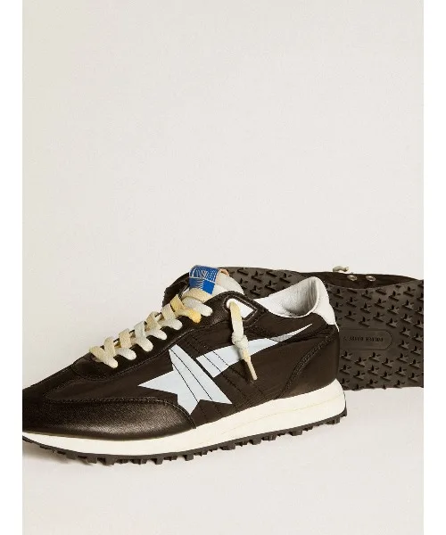 Мужские кроссовки Marathon из нейлона и кожи GOLDEN GOOSE с белой звездой чёрные — фото 3