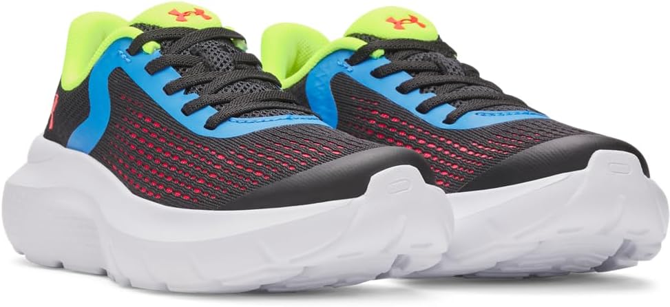 Кроссовки Under Armour Boys Pre School Rogue 4 с альтернативной шнуровкой, черный/красный/желтый/ярко-желтый — фото 2