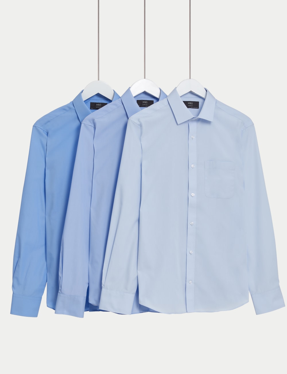 

3pk Slim Fit Рубашки Easy Iron Marks & Spencer, синий
