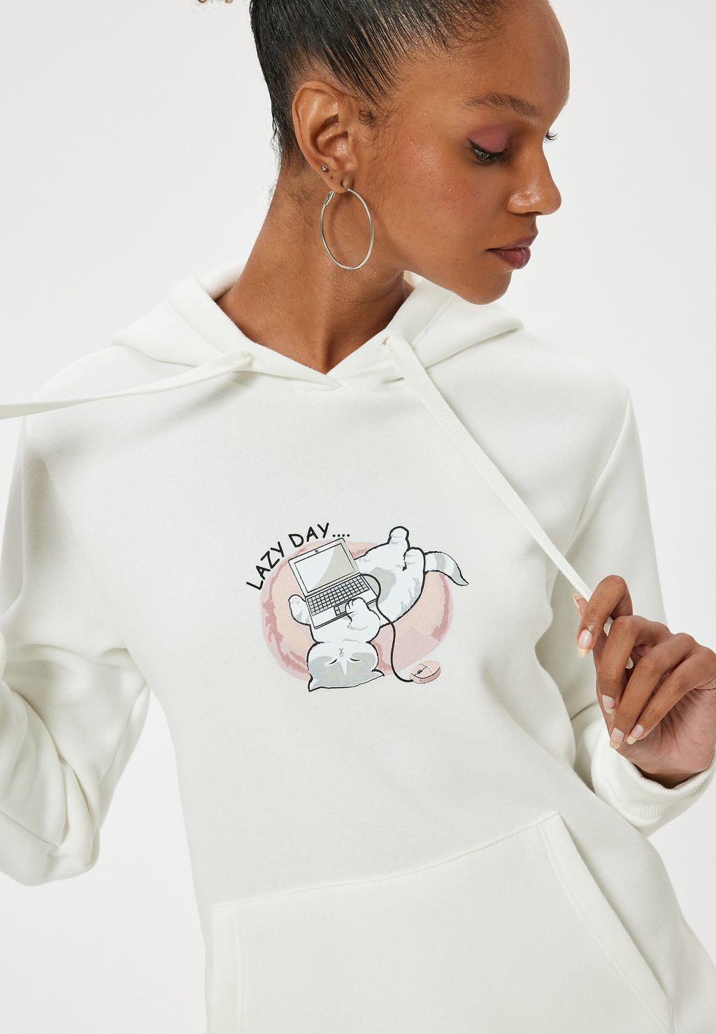 

Толстовка с капюшоном PRINTED Koton, белый