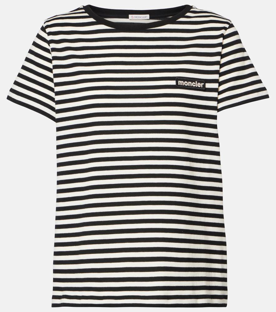 

Футболка из хлопка с полосатым логотипом Moncler, F09 - Print White&Navy
