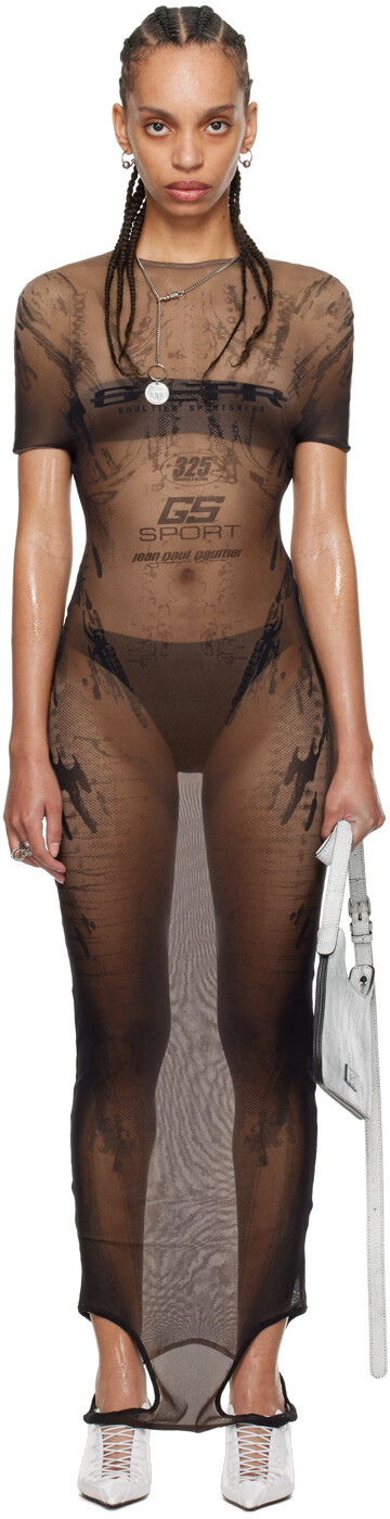 

Коричневое платье макси hayne Oliver Edition 'G port' Jean Paul Gaultier