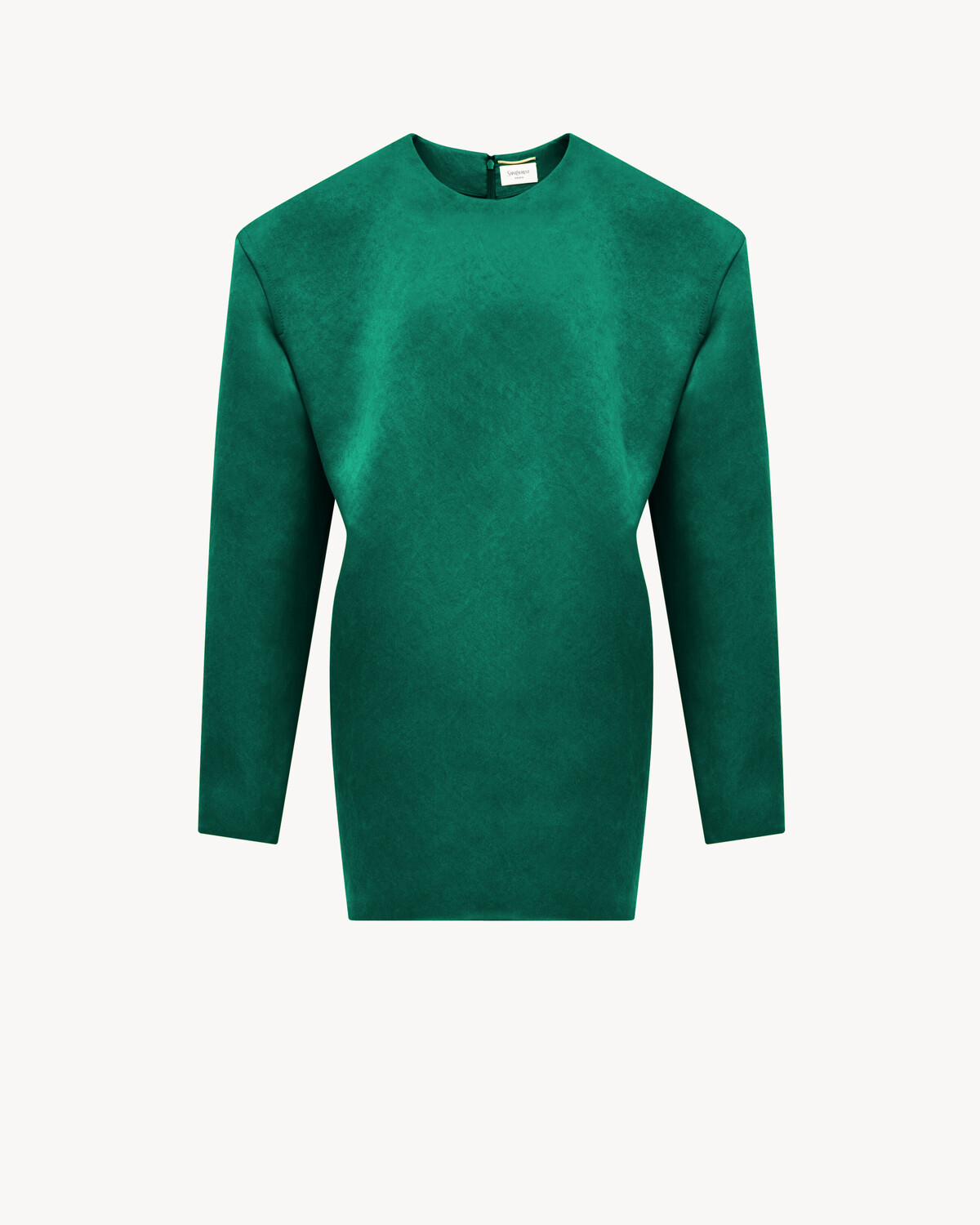 

Платье свободного кроя из промытого шелкового атласа Saint Laurent, зеленый