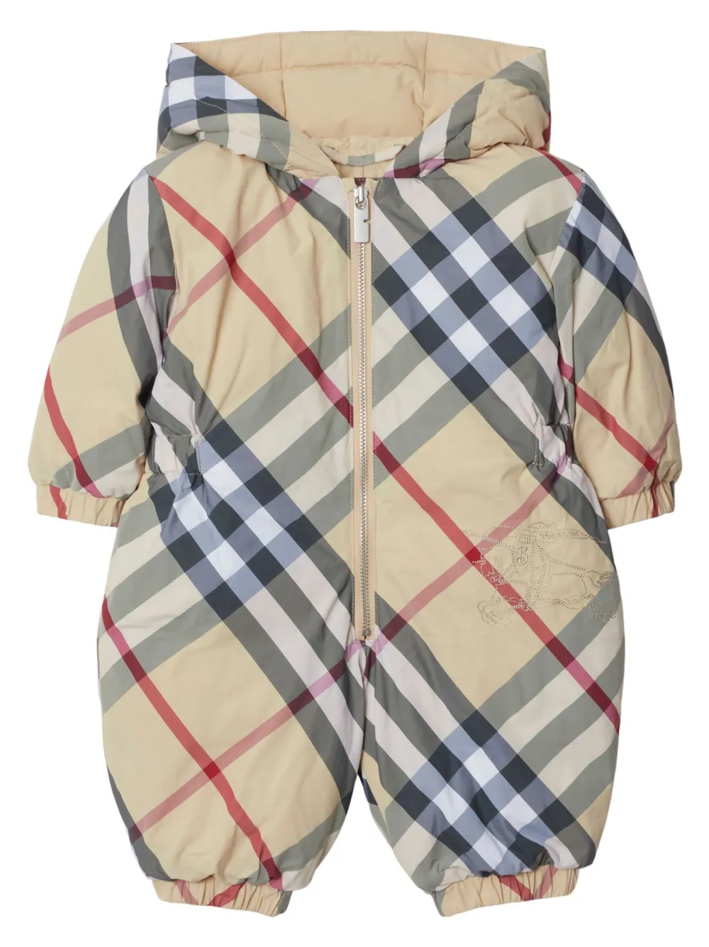 

Дутый комбинезон в клетку BURBERRY KIDS, нейтральный