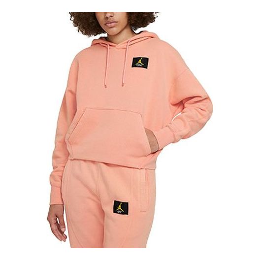 

Худи (WMNS) Air Jordan Flight Athleisure Casual Sports Fleece Pullover Hoodie Yellow Pink