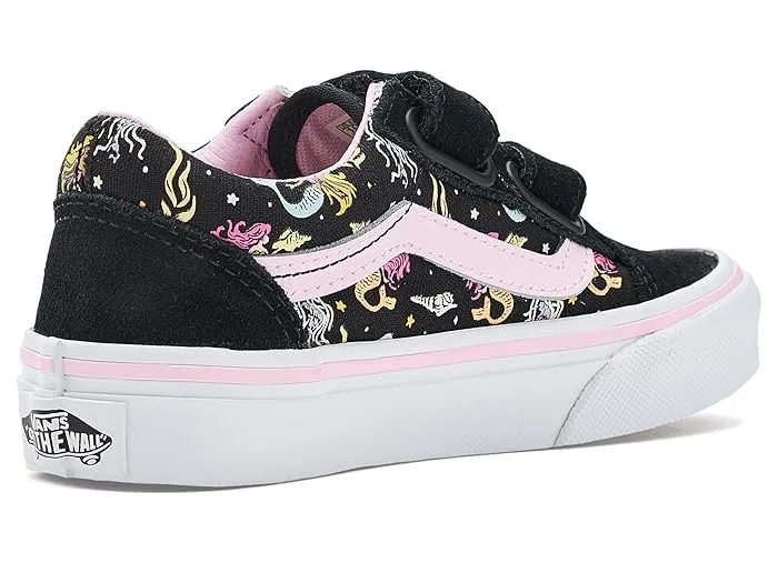 Кроссовки на липучках Old Skool V Vans Kids, Glow Mermaid Black/Pastel Pink — фото 4
