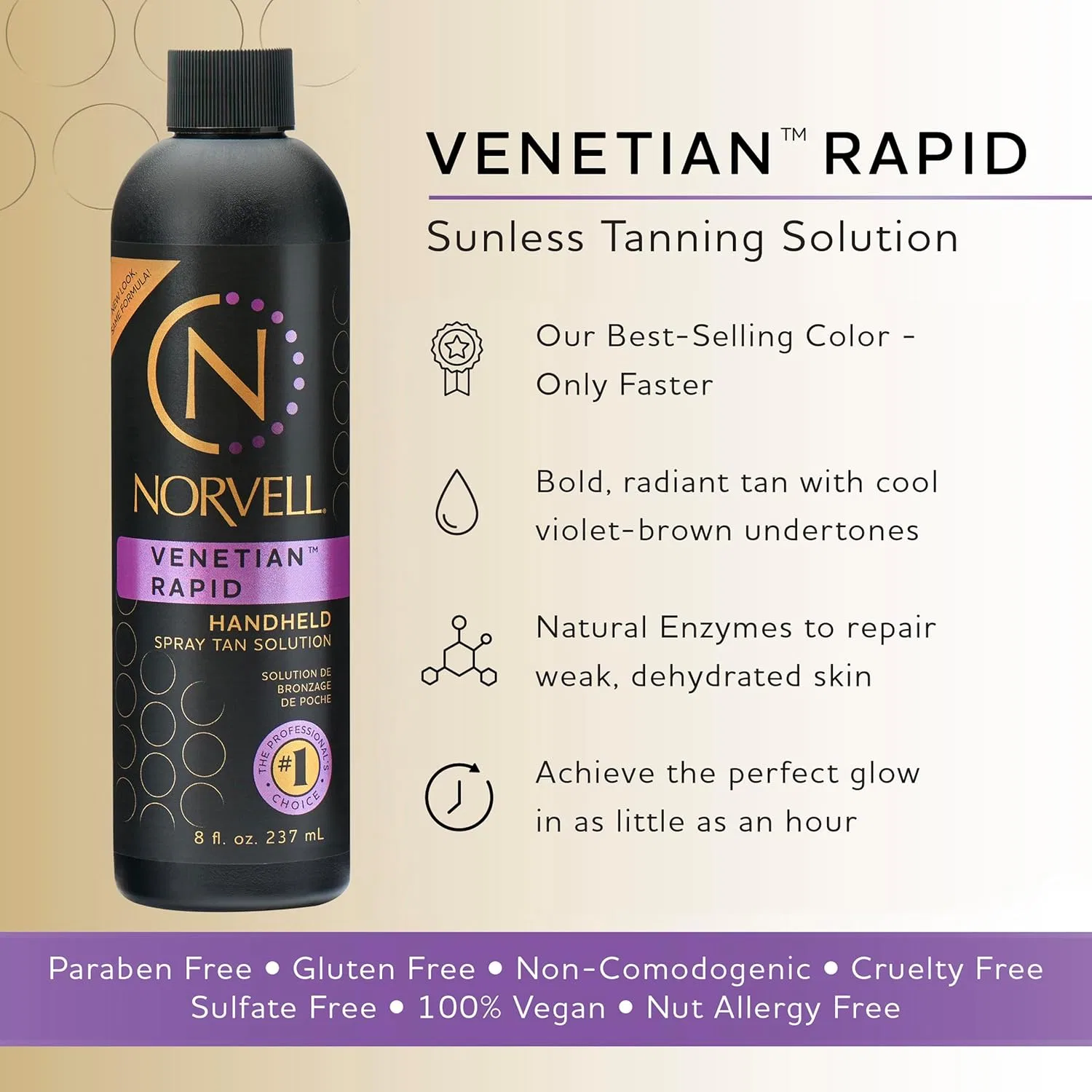Средство для автозагара Norvell Venetian ONE One Hour Rapid Sunless Solution, 240 мл — фото 2