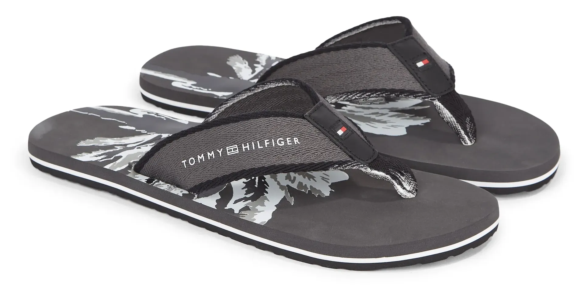 

Шлепанцы Tommy Hilfiger "HILFIGER PALM PRINT BEACH SANDAL", летняя обувь, тапочки, горки для бассейна, обувь для купания, для ванной и пляжа, серый