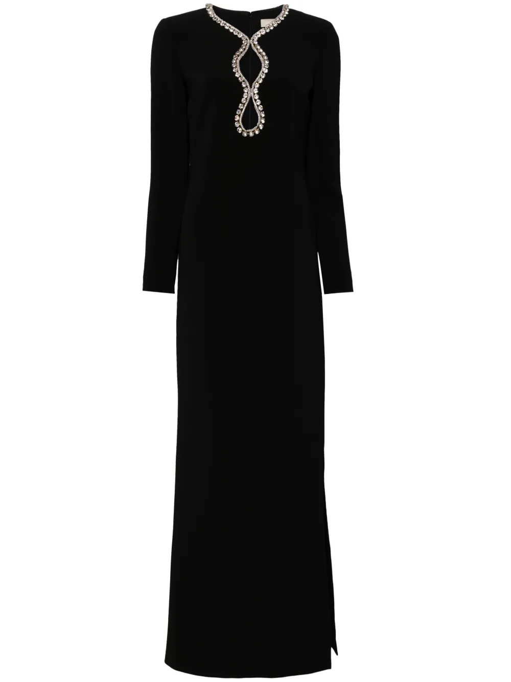 

Платье макси с кристаллами Elie Saab, черный