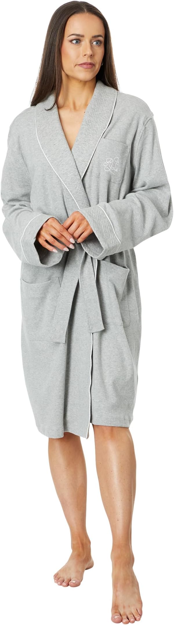 

Женский стеганый халат с воротником и манжетами Lauren Ralph Lauren, Grey Heather