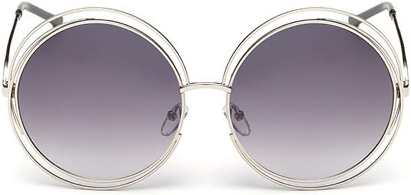 

Винтажные женские круглые солнцезащитные очки, модные женские солнцезащитные очки в металлической оправе с большими линзами, женские защитные очки TKKTLLT, Silver-grey