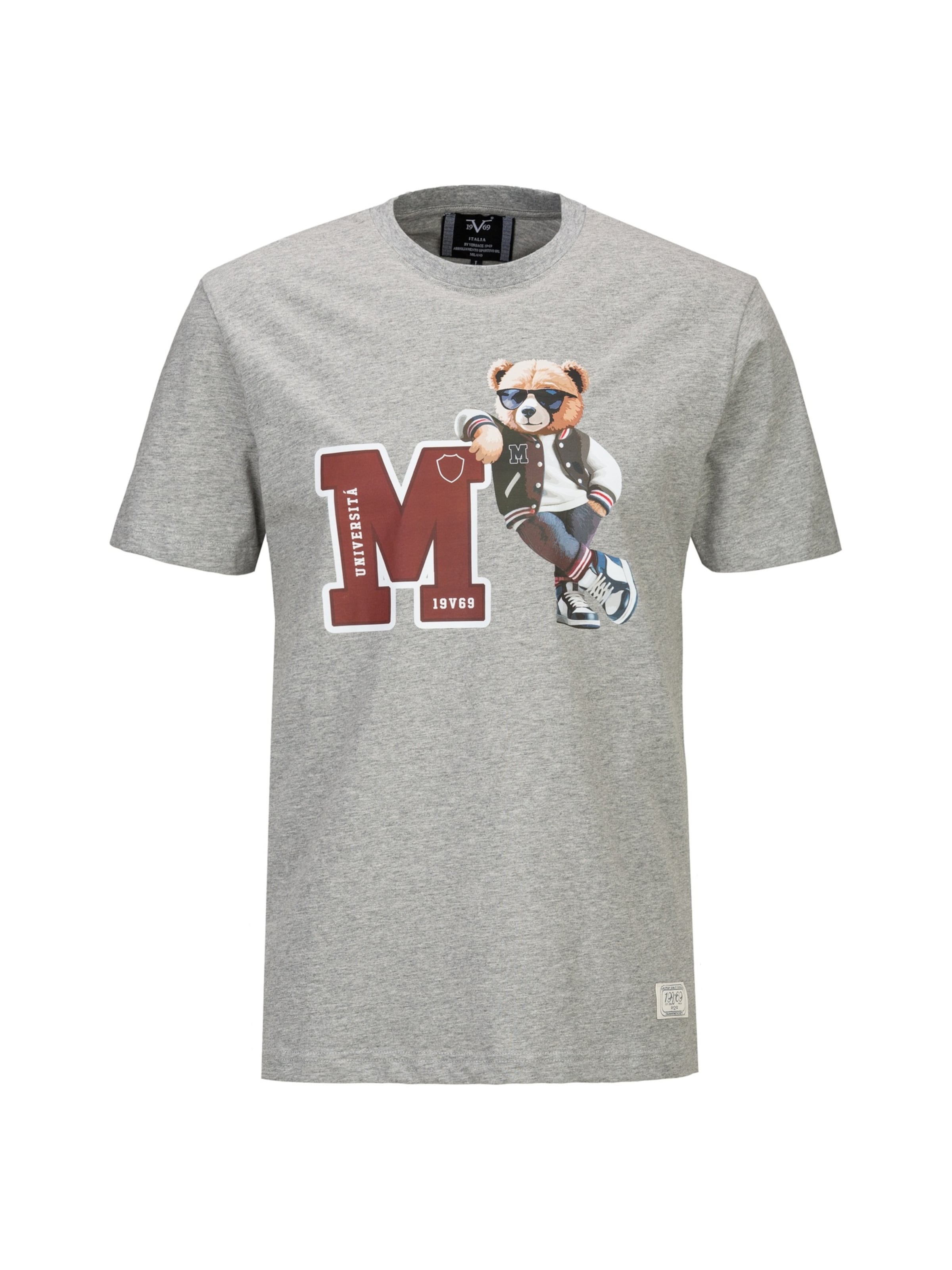 

19V69 ITALIA Футболка 'Rafael College' в крапчатом сером цвете