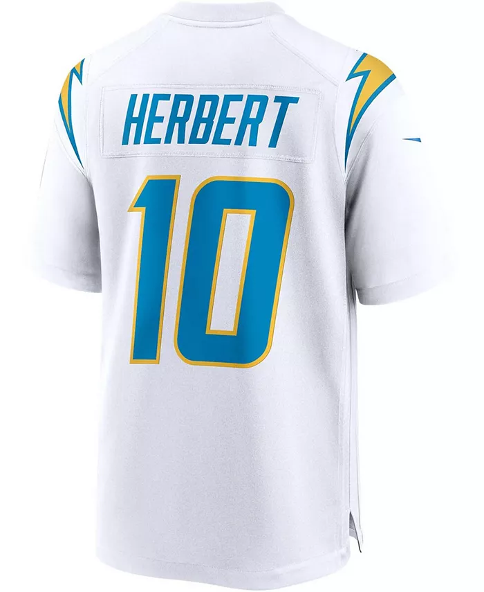 Мужская альтернативная игровая футболка Джастина Герберта Los Angeles Chargers Nike, белый — фото 3