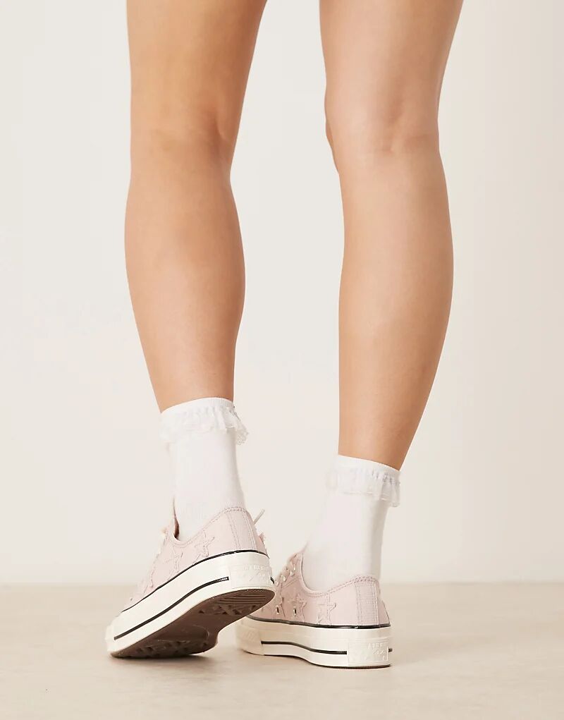 Кроссовки Converse Chuck 70 Ox с вышитыми звездами розового цвета — фото 3
