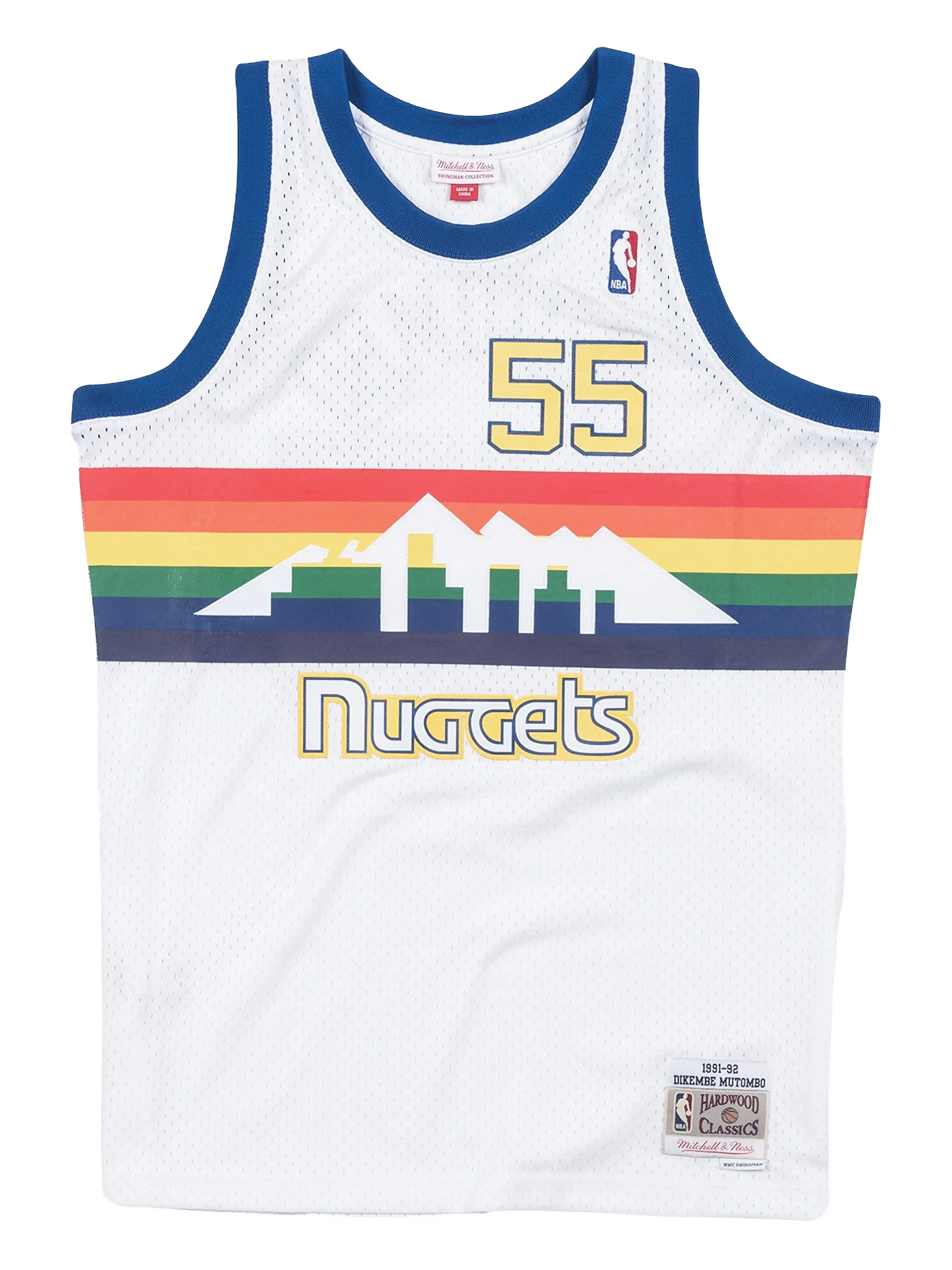 

Топ Dikembe Mutombo Denver Nuggets 1991-92 Swingman из коллаборации с NBA Mitchell & Ness, белый
