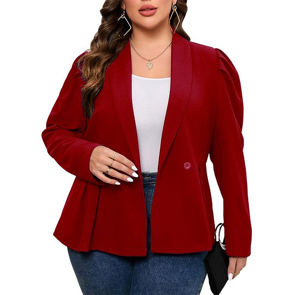 

Женский пиджак плюс сайз с пеплумом и длинным рукавом для офиса Clearflower, Red