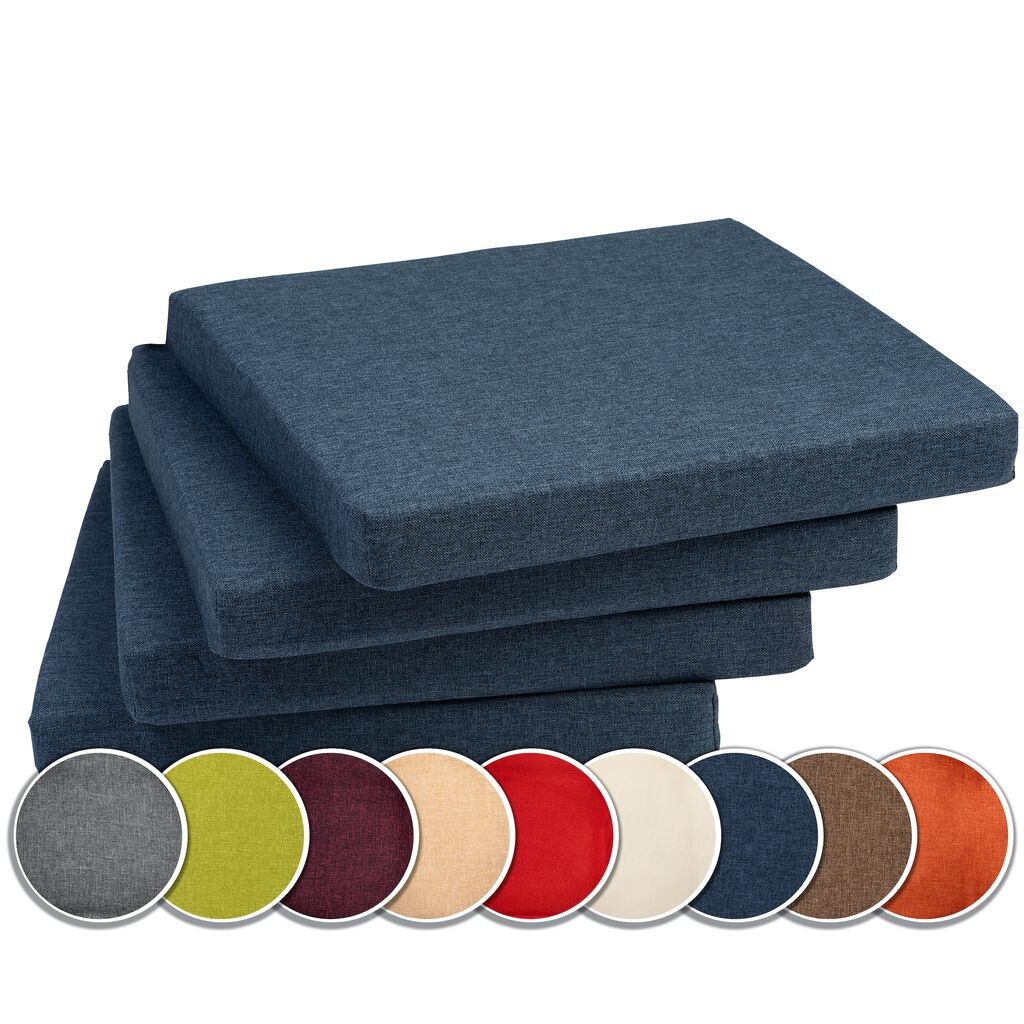 

Набор Sunnypillow из 4 подушек для стульев, мягкие подушки для стульев/скамек дома и в саду, подушки для сидения, садовые подушки, много цветов на выбор, 40 х 40 х 3 см, фиолетовый MC.Sammler, синий