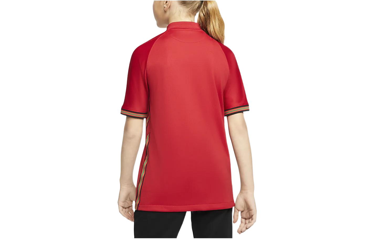 Топ (GS) Nike Portugal 2020 Sports Home Solid Color Stripe Embroidered Short Sleeve Boy Girls Red Polo Shirt — фото 2