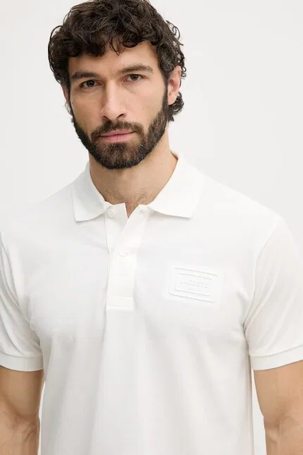 Поло хлопковое классическое Lacoste, белый — фото 4