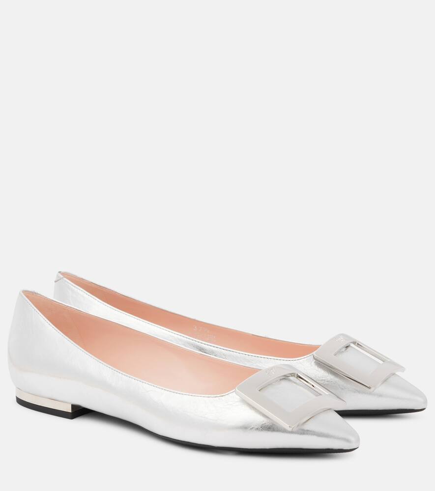 Балетки из металлизированной кожи Roger Vivier, Argento