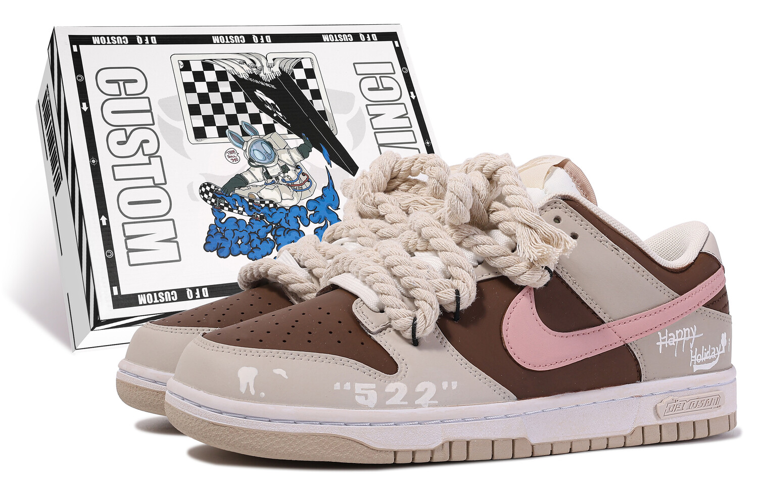 

Кроссовки Nike Dunk Skateboard Shoes Men Low-Top Beige Brown/Pink