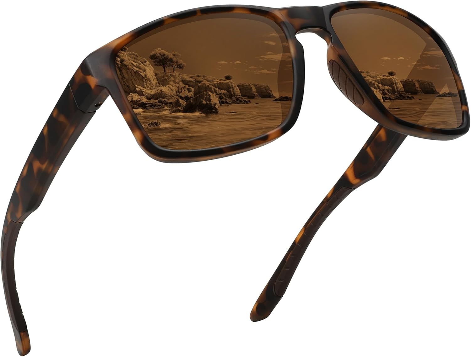 

Спортивные поляризованные солнцезащитные очки для мужчин и женщин с защитой от УФ-излучения, небьющиеся, для вождения, бега, рыбалки, походов Ofwin, Matte Tortoise Frame/Brown Lens