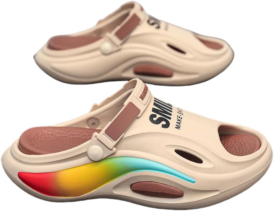 

Мужские дышащие объемные тапочки, удобные нескользящие повседневные с мягкой и прочной подошвой, повседневные нескользящие сандалии, мужские сабо для дома, улицы и пляжа Hhhchpm, светло-коричневый