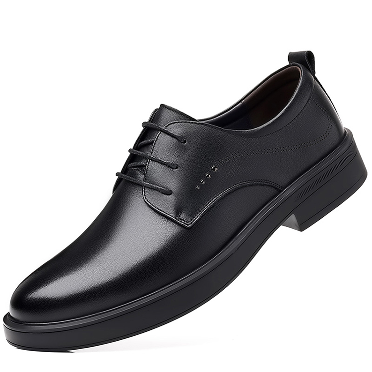 GZZ Повседневные кожаные туфли мужские черные на шнуровке, цвет Black Lace-Up — фото 2