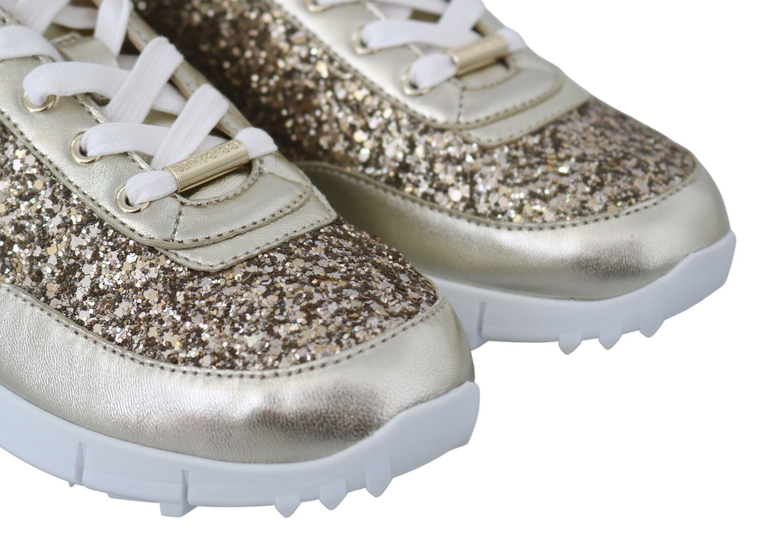 Jimmy Choo Античные кожаные женские кроссовки с блестками, золото