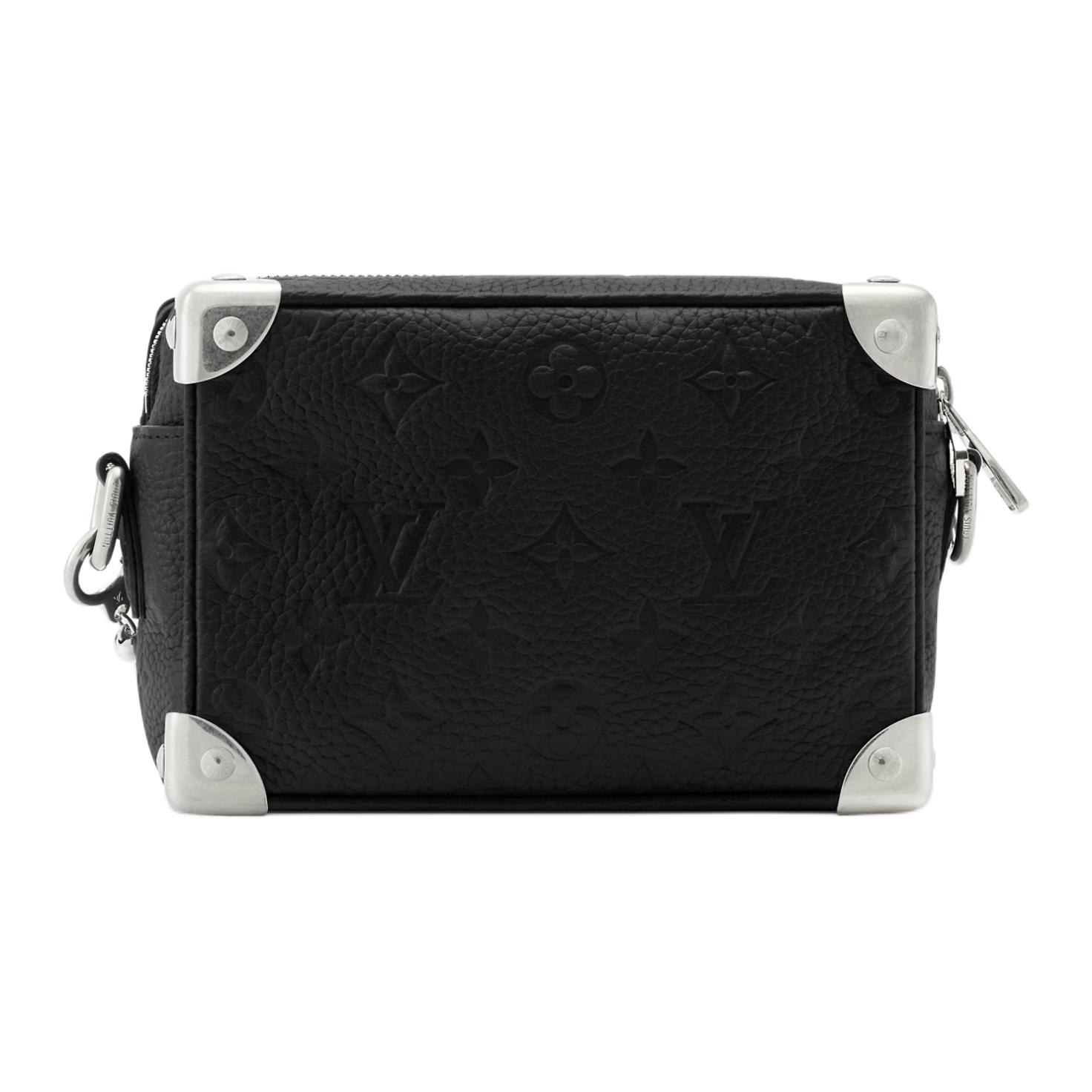 LOUIS VUITTON Мужская мини-сумка через плечо SOFT TRUNK Monogram из кожи теленка таурильон черная — фото 3